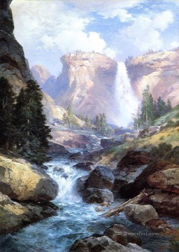 Tomás Morán Painting - Cascada en Yosemite2 Escuela de las Montañas Rocosas Thomas Moran